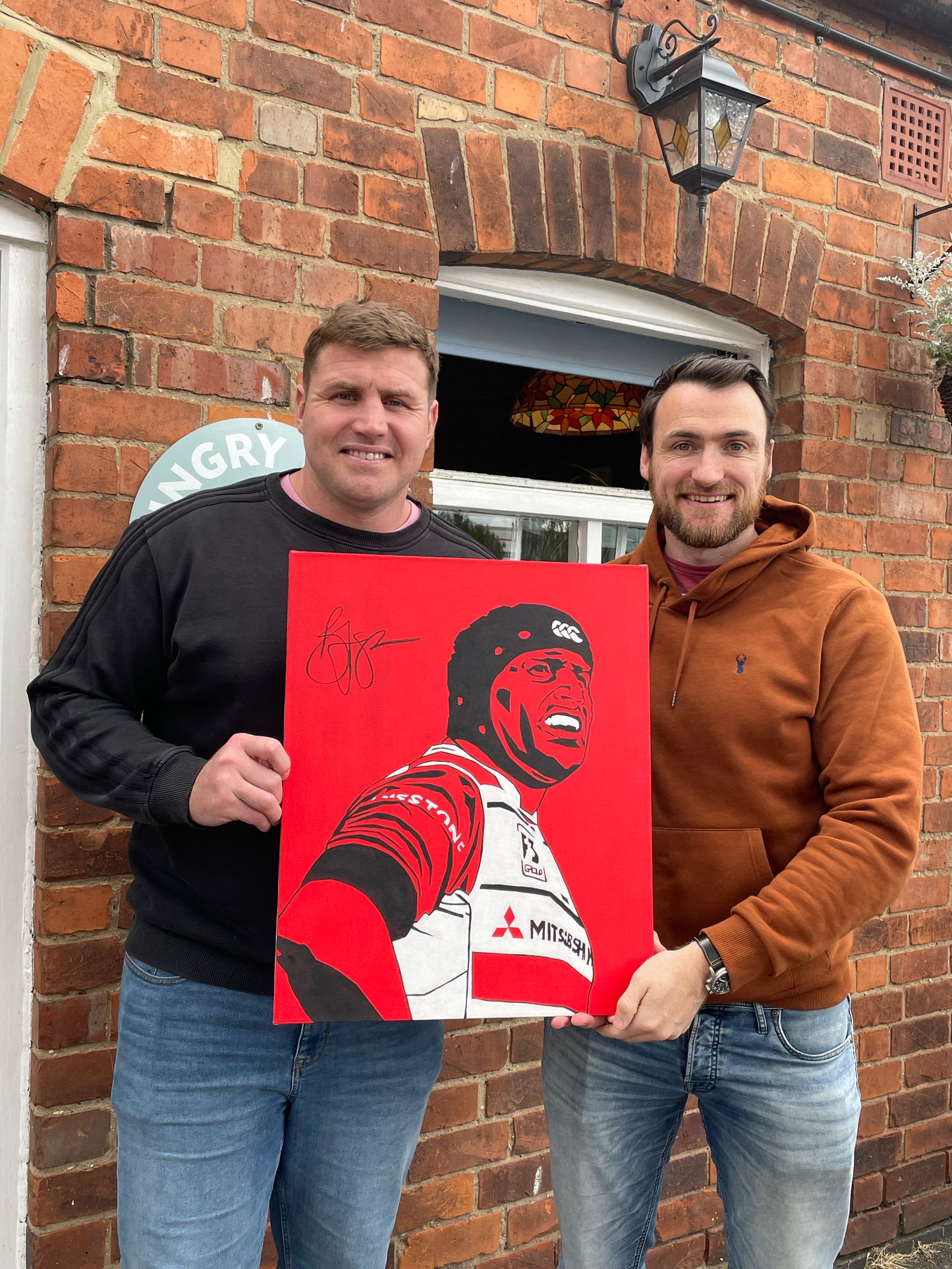 Ben Morgan and Shane Monahan with the original Ben Morgan pop art player portait